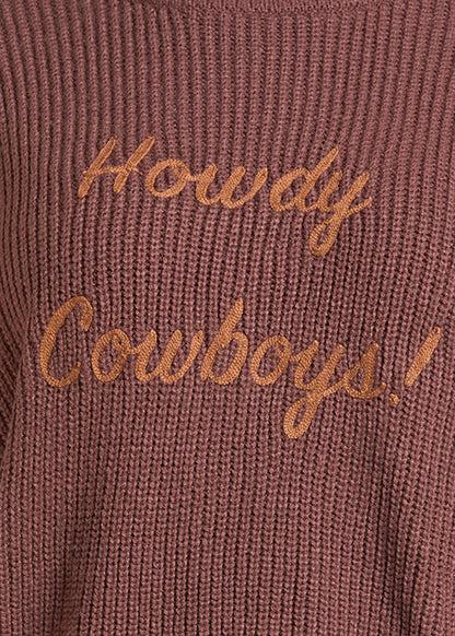 Rock & Roll Cowgirl Java Howdy Cowboys Sweater BW32T09378