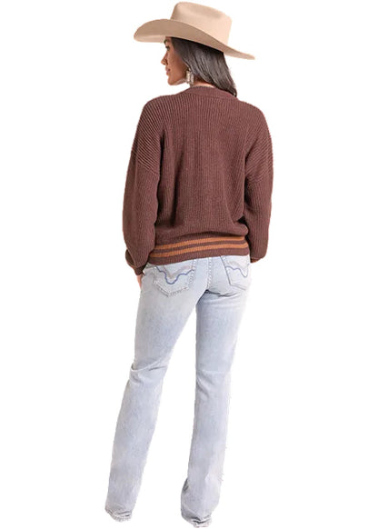 Rock & Roll Cowgirl Java Howdy Cowboys Sweater BW32T09378