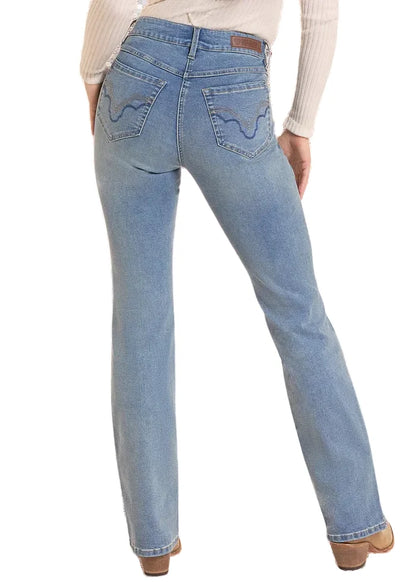 Rock & Roll Cowgirl Women's Sculpted Light Wash High-Rise Bootcut Jeans BW4HD09922