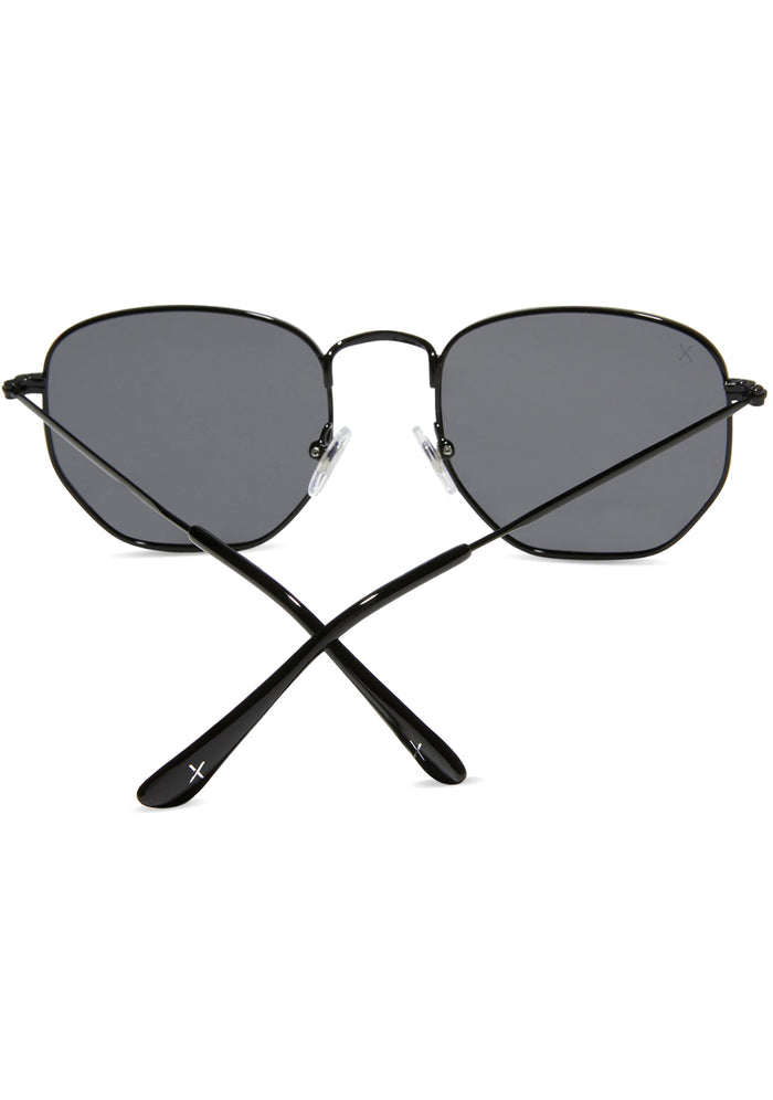 Dime Optics Roxbury Polarized Sunglasses in black grey — back view