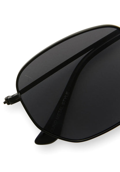 Dime Optics Roxbury Polarized Sunglasses in black grey — detail view