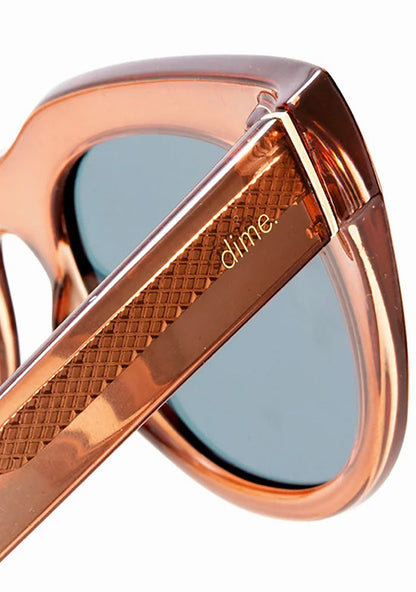 Dime Optics Rumors Sunglasses in taupe crystal beige mirror — side view