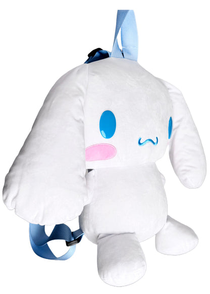 Sanrio Cinnamoroll 3D Plush Backpack in white with 3D shaped Cinnamoroll plush on kawaii rave festival backpack — side view