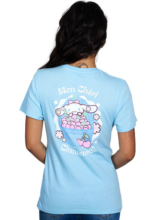 tokidoki x Sanrio Hello Kitty Cinnamoroll Mon Cheri Tee in blue with Mon Cheri Cinnamoroll graphic on cotton kawaii rave tee — back view