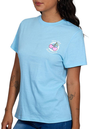 tokidoki x Sanrio Hello Kitty Cinnamoroll Mon Cheri Tee in blue with Mon Cheri Cinnamoroll graphic on cotton kawaii rave tee — side view
