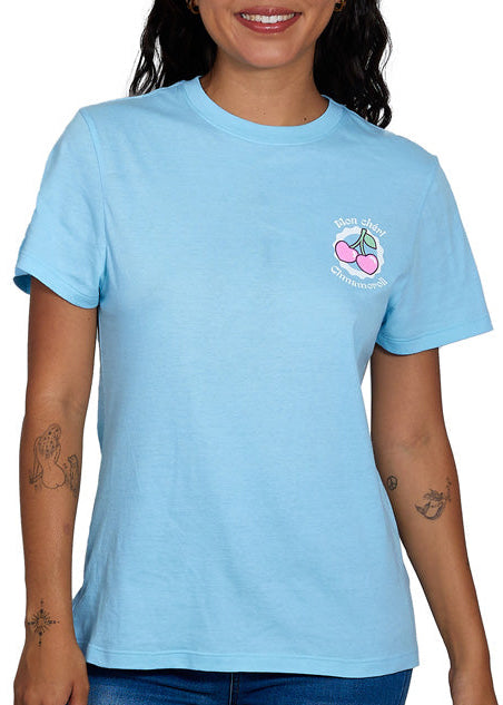 tokidoki x Sanrio Hello Kitty Cinnamoroll Mon Cheri Tee in blue with Mon Cheri Cinnamoroll graphic on cotton kawaii rave tee — front view