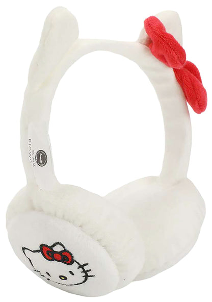 Bioworld Sanrio Hello Kitty Foldable Cosplay Earmuff in white red — front view on display