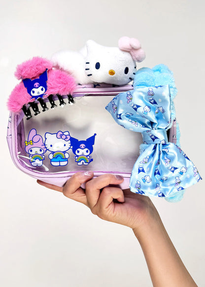 Bioworld Sanrio Hello Kitty and Friends Self Care Cosmetic 4PC Set in multi — model view