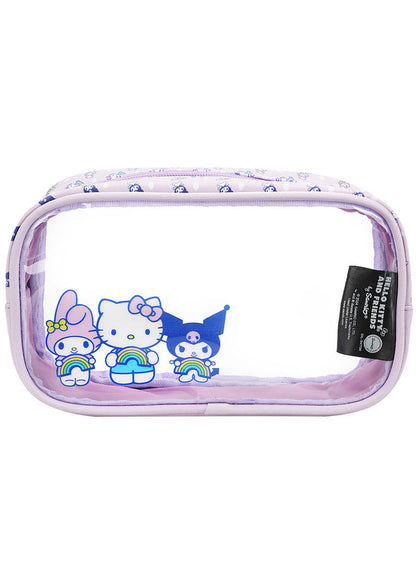 Bioworld Sanrio Hello Kitty and Friends Self Care Cosmetic 4PC Set in multi — cosmetic bag detail view