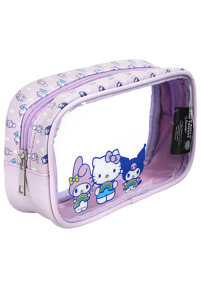 Bioworld Sanrio Hello Kitty and Friends Self Care Cosmetic 4PC Set in multi — hair accessories detail view