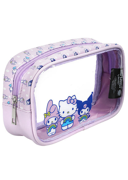 Bioworld Sanrio Hello Kitty and Friends Self Care Cosmetic 4PC Set in multi — hair accessories detail view