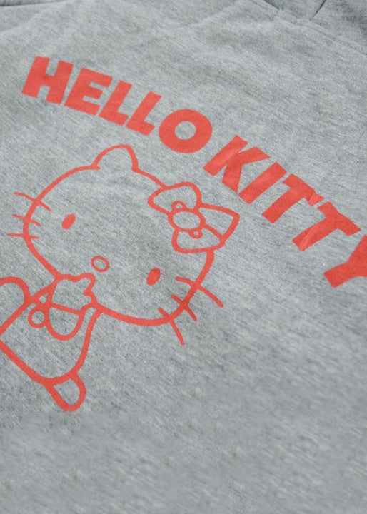 Sanrio Hello Kitty Sherpa Zip Up Hoodie in grey with Hello Kitty embroidery on sherpa-lined zip-up rave festival jacket — sherpa lining detail