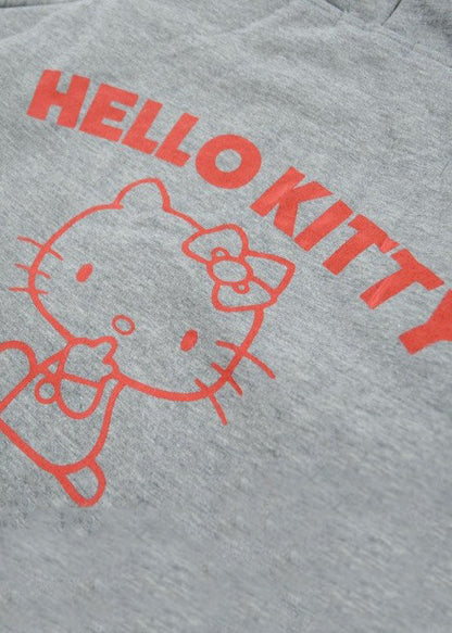 Sanrio Hello Kitty Sherpa Zip Up Hoodie in grey with Hello Kitty embroidery on sherpa-lined zip-up rave festival jacket — sherpa lining detail
