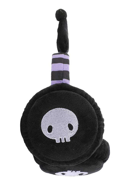 Bioworld Sanrio Kuromi Foldable Cosplay Earmuff in black purple — side view