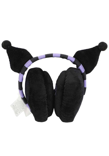 Bioworld Sanrio Kuromi Foldable Cosplay Earmuff in black purple — folded detail view