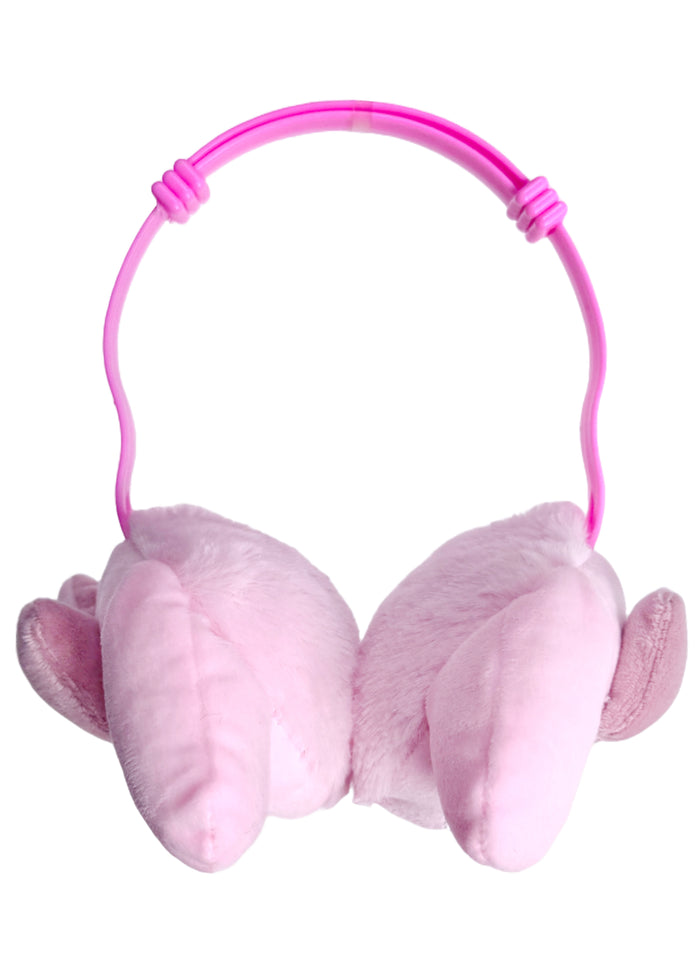 Sanrio My Melody 3D Plush Earmuff in pink with 3D My Melody plush ear cups on rave festival earmuff accessory — flat view
