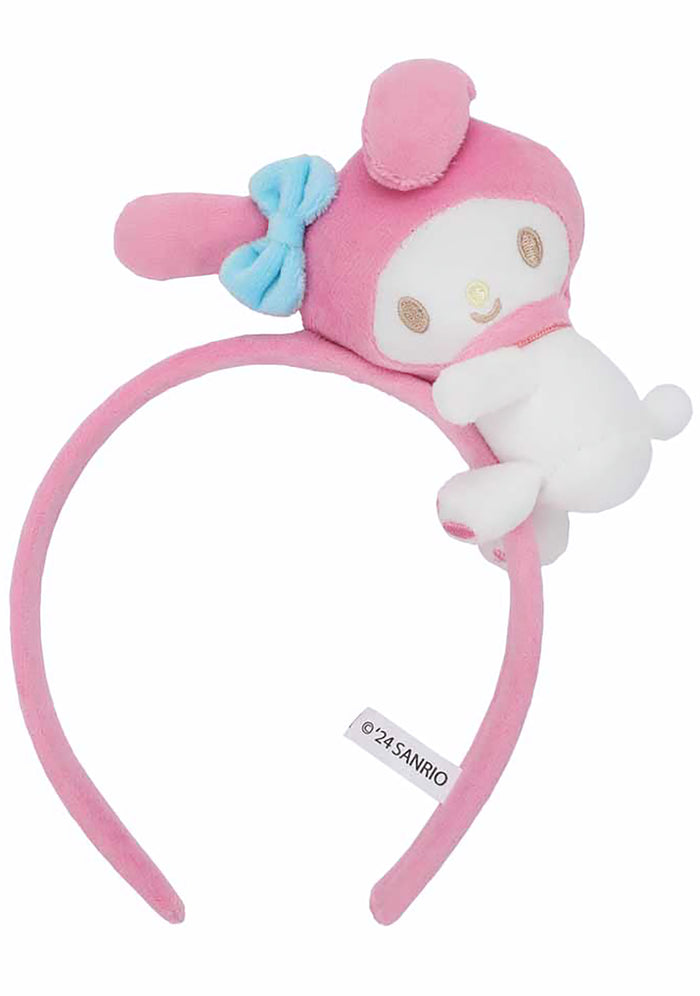 Bioworld Sanrio My Melody Plush Cosplay Headband in pink with 3D plush My Melody face detail on kawaii rave hair accessory — front view