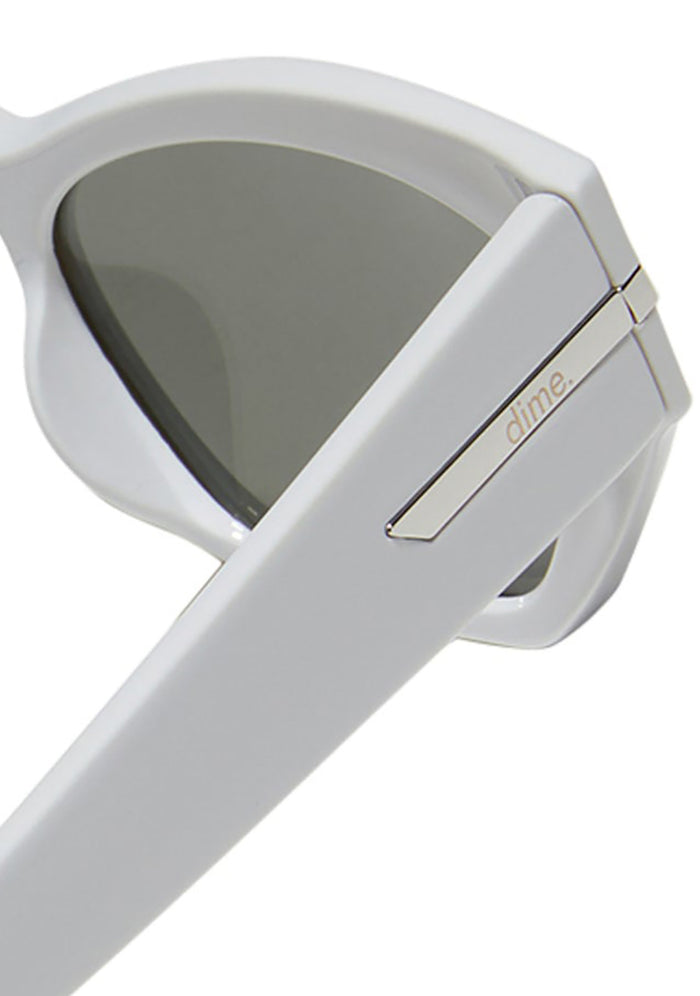 Dime Optics Sawtelle Polarized Sunglasses in glossy white silver mirror — detail view 2