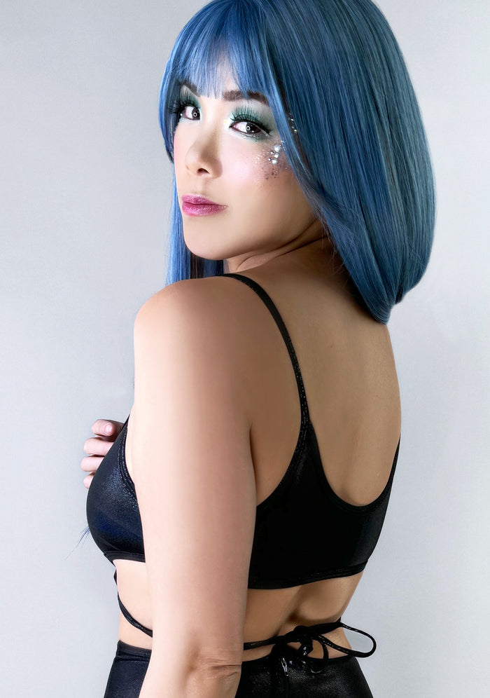 J Valentine Shadow Dancer Cropped Top in black — back view