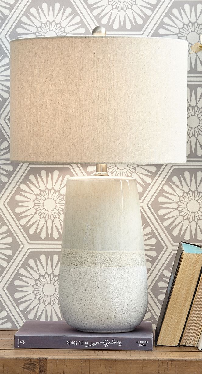 Shavon - Ceramic Table Lamp  - Beige / White