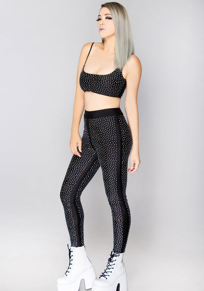 Hot & Delicious Stargazer Rhinestone Cropped Top in black — detail view
