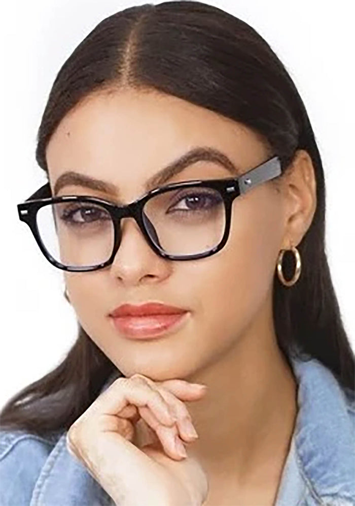TopFoxx Stella Blue Light Glasses in black — model view