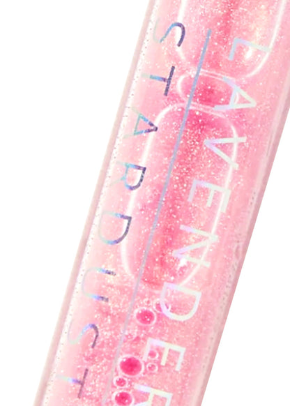 Lavender Stardust Strawberry Sparkle Cosmic Lip Gloss in light pink — detail view