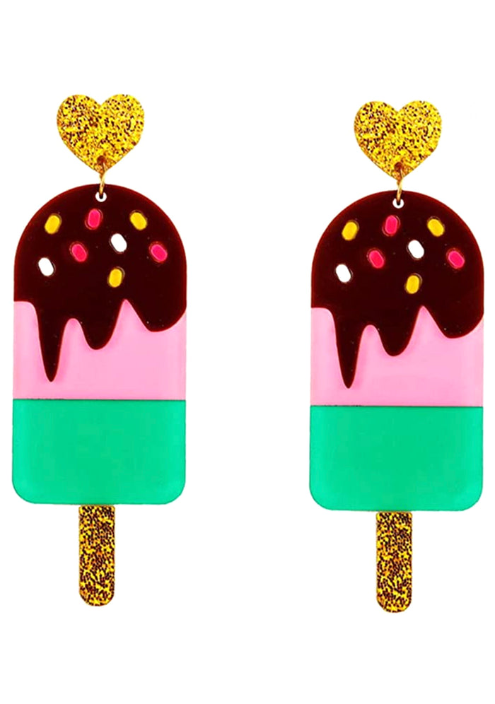 LASR Strawberry Sprinkle Delight Ice Cream Bar Resin Earring — product view