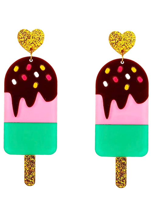 LASR Strawberry Sprinkle Delight Ice Cream Bar Resin Earring — product view