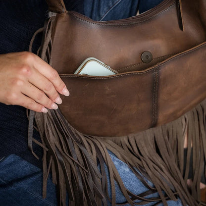 STS Ranchwear Classic Cowhide Fringe Nelly Genuine Leather Crossbody Purse STS35942