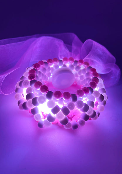 LASR Sugar Pop Light Up Ribbon Rave Kandi Bracelet — front view