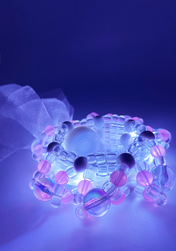 LASR Sweet Melody Light Up Ribbon Rave Kandi Bracelet — front view