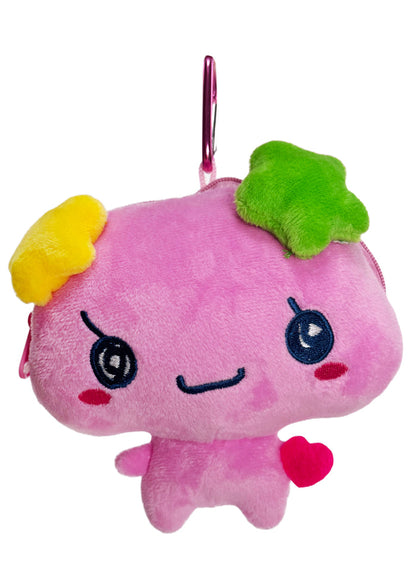 Bandai Tamagotchi Violetchi Plush Mini Pouch in purple with 3D chibi Violetchi plush design and zipper closure — front view