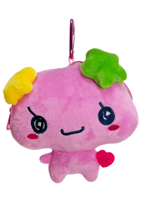 Bandai Tamagotchi Violetchi Plush Mini Pouch in purple with 3D chibi Violetchi plush design and zipper closure — front view