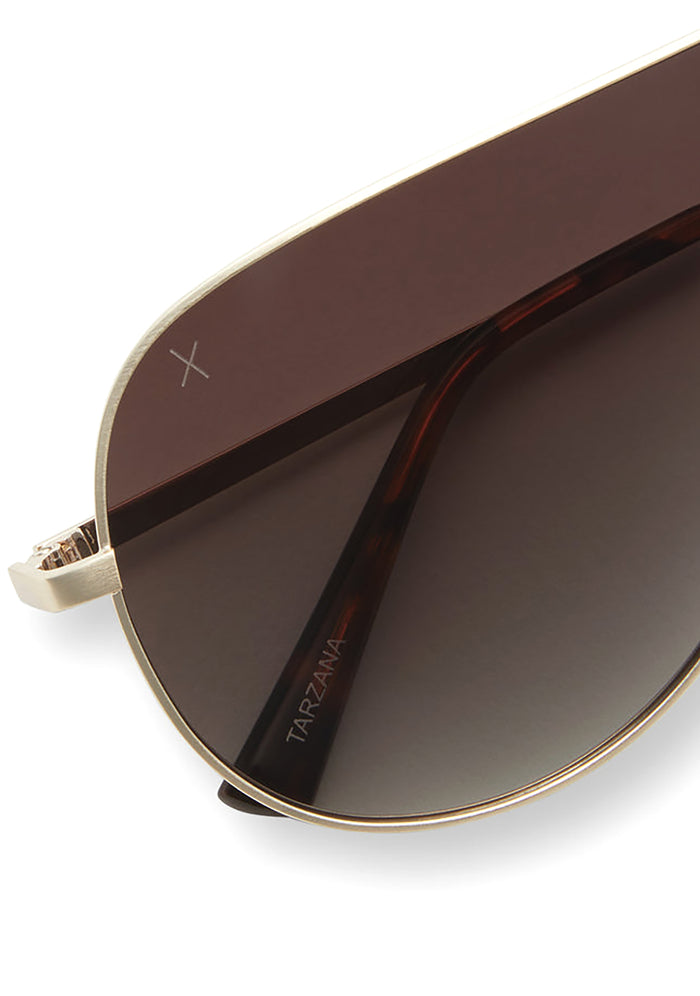 Dime Optics Tarzana Polarized Sunglasses in gold brown — detail view