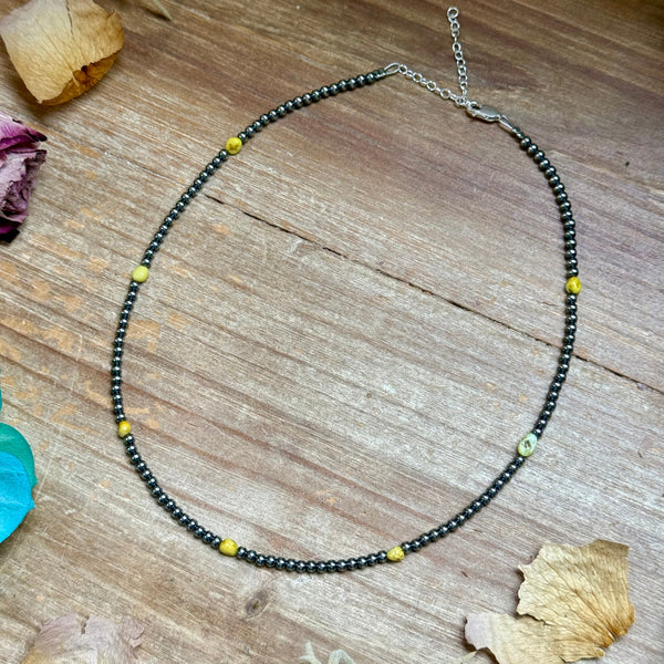The Bijoux FAB 15" 3mm Sterling Silver Pearl & Palomino Turquoise Necklace NEC-STE-195-PAL