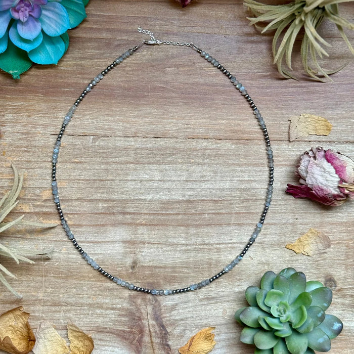 The Bijoux FAB 19" 3mm Sterling Silver Pearl & Moonstone Necklace NEC-NAV-066-LON