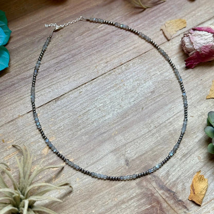 The Bijoux FAB 19" 3mm Sterling Silver Pearl & Moonstone Necklace NEC-NAV-066-LON