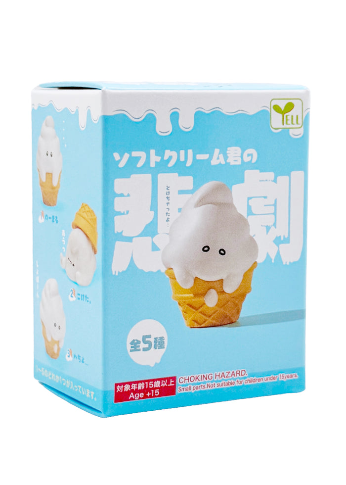Yell Japan Tragedy of Soft Cream-Kun 10pc Blind Box Set in multi — full set of 10 melting ice cream kawaii figurines with display box imported from Japan — character lineup view