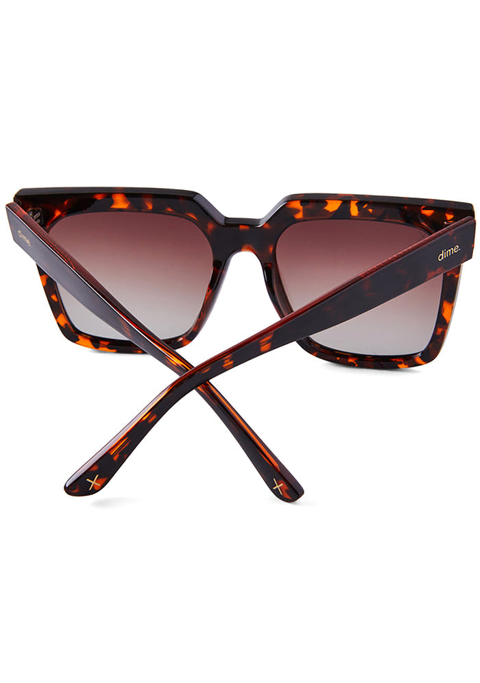 Dime Optics Topanga Sunglasses in tortoise brown gradient — back view