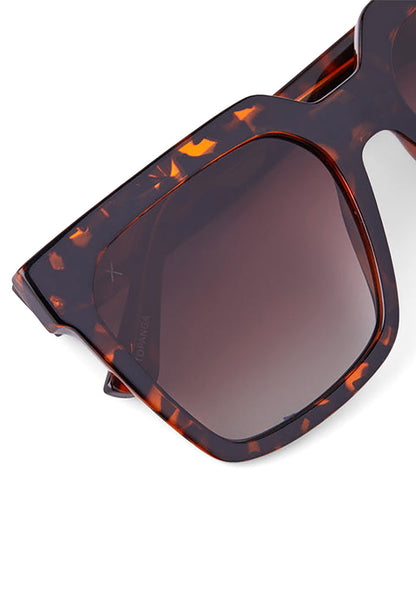 Dime Optics Topanga Sunglasses in tortoise brown gradient — detail view