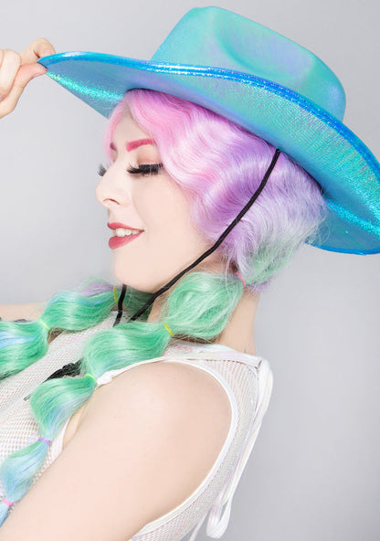 LASR Touch the Sky Cowgirl Opalescence Festival Hat — front view