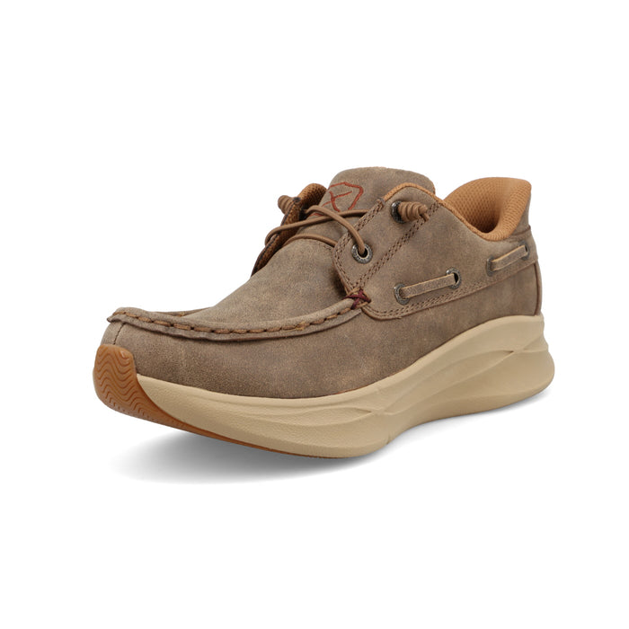 Twisted X Women's Bomber Brown Feather X Leather Moc Toe Casual Shoe WCAU033