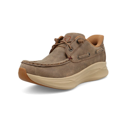 Twisted X Women's Bomber Brown Feather X Leather Moc Toe Casual Shoe WCAU033