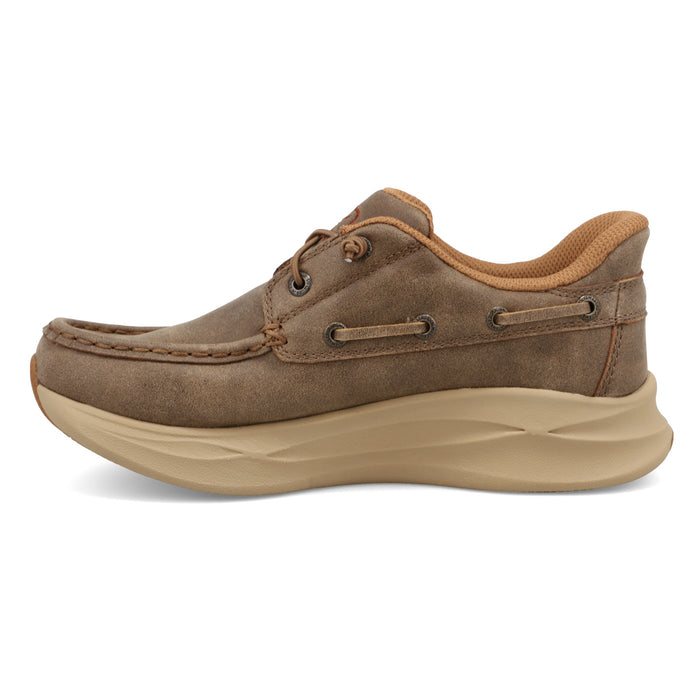 Twisted X Women's Bomber Brown Feather X Leather Moc Toe Casual Shoe WCAU033