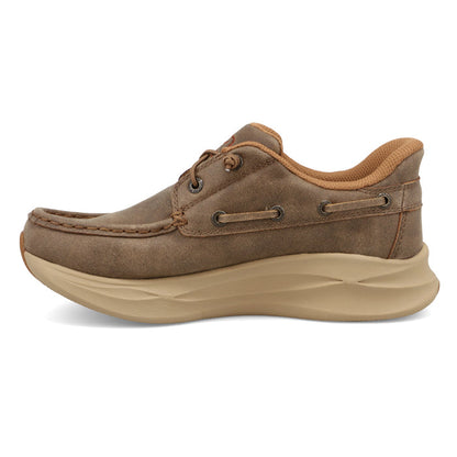Twisted X Women's Bomber Brown Feather X Leather Moc Toe Casual Shoe WCAU033