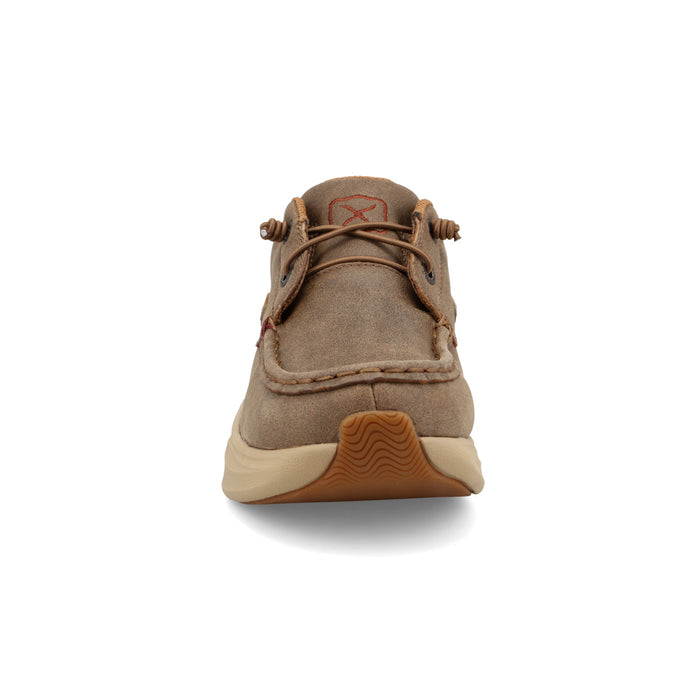 Twisted X Women's Bomber Brown Feather X Leather Moc Toe Casual Shoe WCAU033