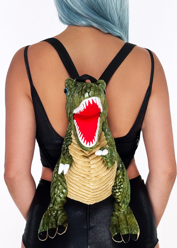 LASR Tyrantusk Dinosaur Plush Backpack — front view