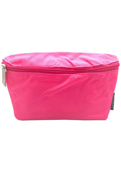 Fydelity Ultra Slim Pink Blast Neon Pink Fanny Pack with adjustable nylon belt on festival belt bag — front view