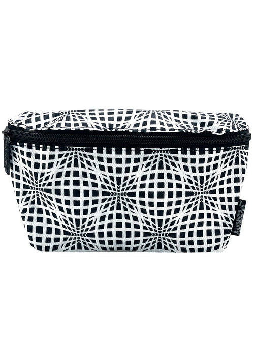 Fydelity Ultra Slim Warp Tour Fanny Pack with light beam graphics on rave festival belt bag — front view